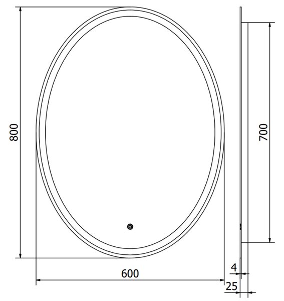 Mexen Elz osvětlené koupelnové zrcadlo 60 x 80 cm, LED 6000K, antypara - 9802-060-080-611-00