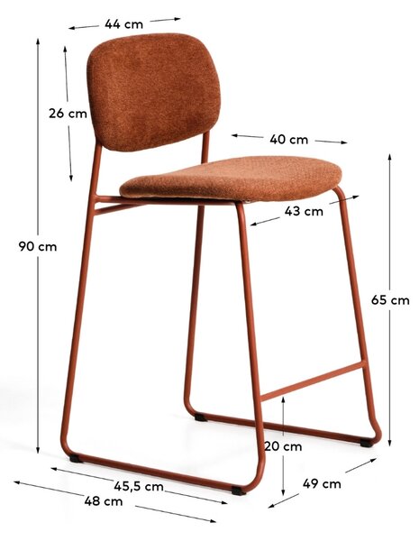 Kave Home Terakotově červená barová židle Meli 65 cm
