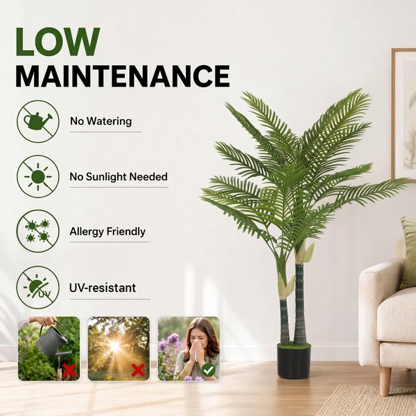 HOMCOM umělá palma 150 cm – 16 listů, květináč s efektem mechu | Aosom