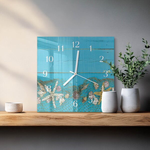 Skleněné hodiny Mořské poklady zskb-30x30-00091784