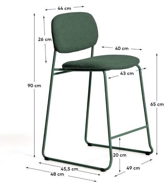 Kave Home Zelená barová židle Meli 65 cm