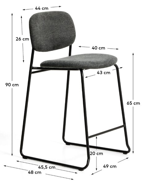 Kave Home Šedá barová židle Meli 65 cm