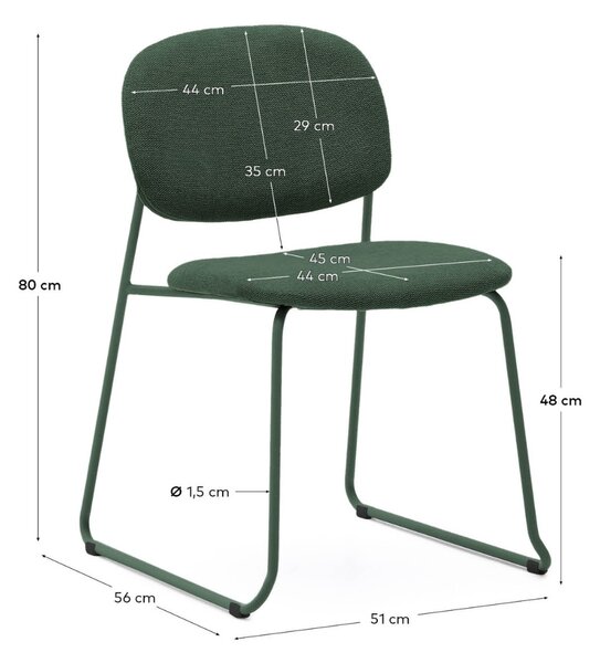 Kave Home Zelená jídelní židle Meli