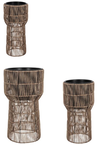 Bizzotto Set tří zahradních květináčů z umělého ratanu Ayun Ø22/28/36 cm
