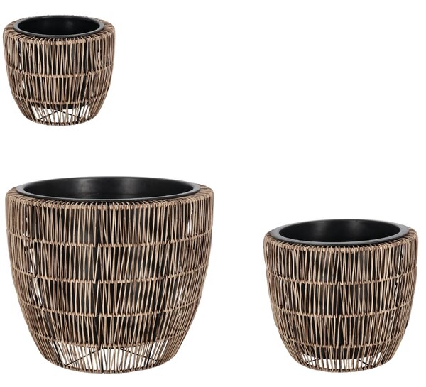 Bizzotto Set tří zahradních květináčů z umělého ratanu Ayun Ø24/33/44 cm