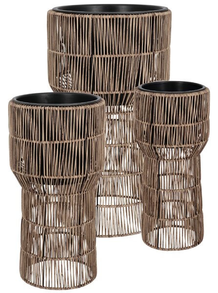 Bizzotto Set tří zahradních květináčů z umělého ratanu Ayun Ø22/28/36 cm