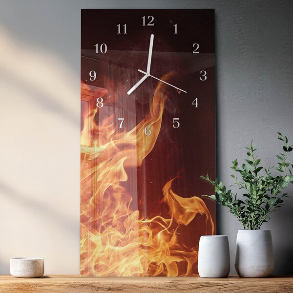 Skleněné hodiny vertikální Oheň zsppb-30x60-00092690