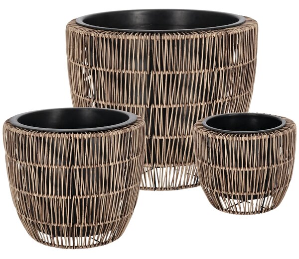 Bizzotto Set tří zahradních květináčů z umělého ratanu Ayun Ø24/33/44 cm