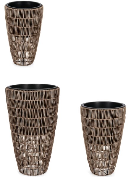 Bizzotto Set tří zahradních květináčů z umělého ratanu Ayun Ø26/30/36 cm