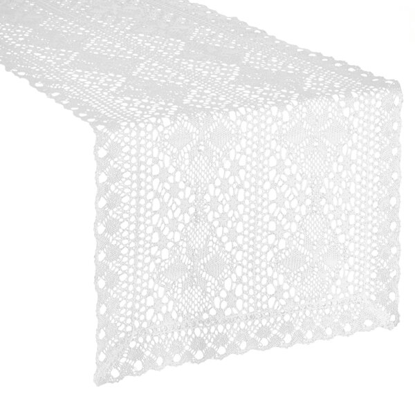 AŽUROVÝ BĚHOUN NA STŮL MARY 40X180 CM BÍLÝ