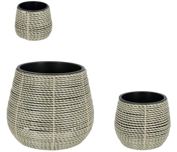 Bizzotto Set tří zahradních květináčů z umělého ratanu Thanh Ø20/29/45 cm