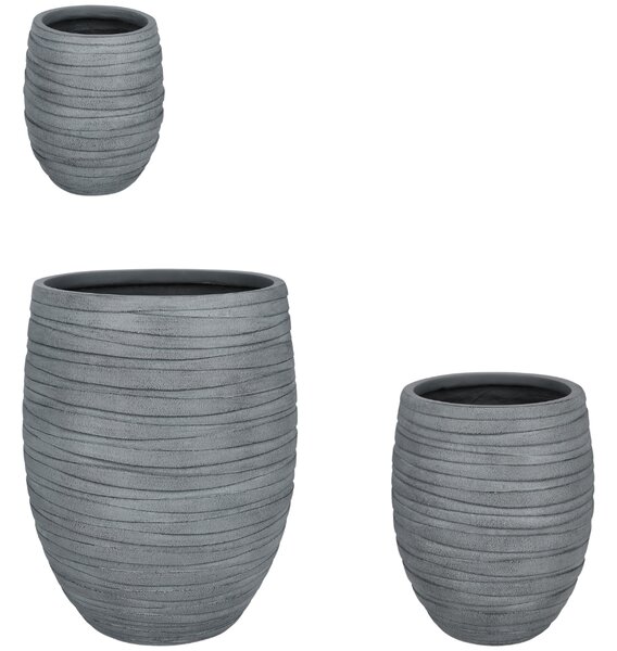 Bizzotto Šedý set tří keramických zahradních květináčů Strips Ø25/36/49 cm