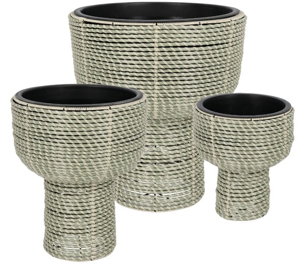 Bizzotto Set tří zahradních květináčů z umělého ratanu Thanh Ø26/35/45 cm