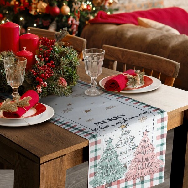 VÁNOČNÍ BĚHOUN NA STŮL MERRY CHRISTMAS 33X183 CM VZOROVANÝ