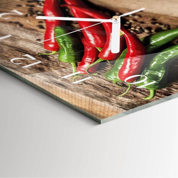 Skleněné hodiny Chilli papričky zskb-30x30-00087434