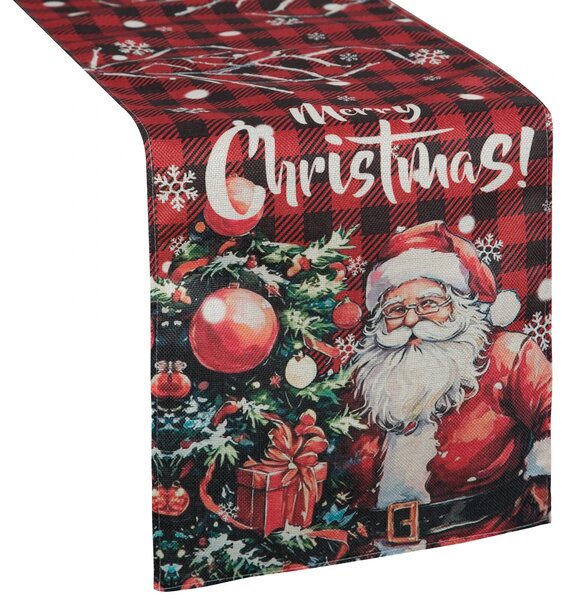 VÁNOČNÍ BĚHOUN NA STŮL SANTA CLAUS 33X183 CM VZOROVANÝ