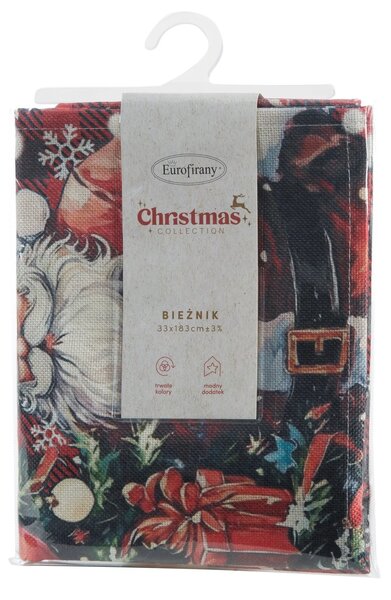 VÁNOČNÍ BĚHOUN NA STŮL SANTA CLAUS 33X183 CM VZOROVANÝ