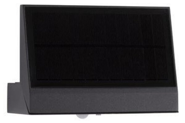 NOVA LUCE venkovní nástěnné svítidlo JIGRA antracitový hliník a čiré sklo LED 2W 3000K 3.7V 100st. IP65 solární s pohybovým čidlem 9492510