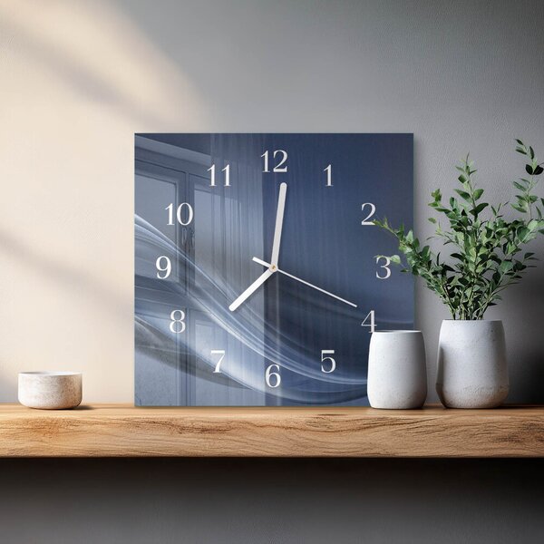 Skleněné hodiny Modré vlny zskb-30x30-00091858
