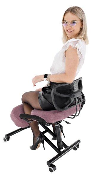 Ergonomická kancelářská židle Rusu (růžová + černá)