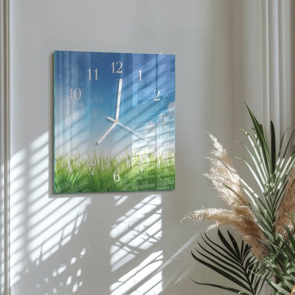 Skleněné hodiny Tráva zskb-30x30-00079128