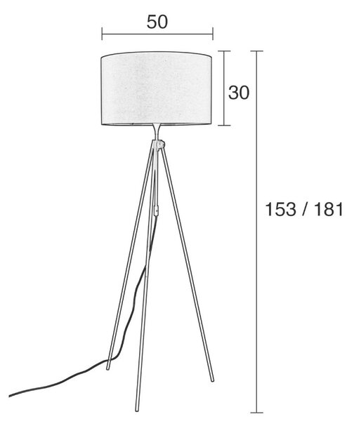 Černá stojací lampa ZUIVER LESLEY 153-181 cm