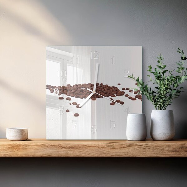 Skleněné hodiny Kávová zrna zskb-30x30-00080093