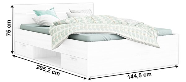 Manželská postel 140 cm Michigin (bílá) (bez matrace a roštu)