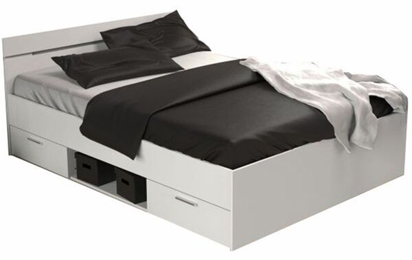 Manželská postel 140 cm Myriam (bílá) (bez matrace a roštu). 1040194