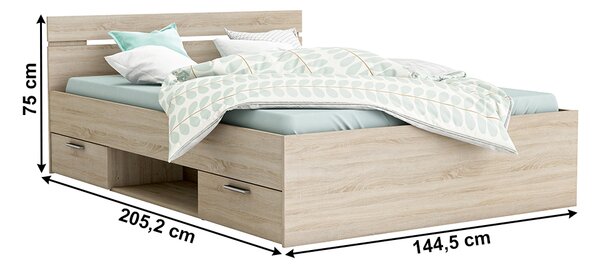 Manželská postel 140 cm Michigin (dub sonoma) (bez matrace a roštu)
