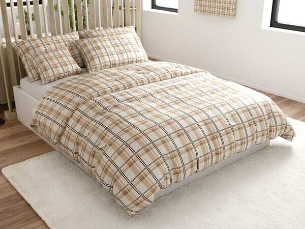 Mikroplyšové povlečení PLAID krémové Rozměr povlečení: 2 ks 70 x 90 cm | 200 x 220 cm