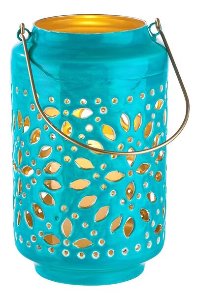 BLUE MAROCCO Lucerna 25 cm - petrolejová/zlatá