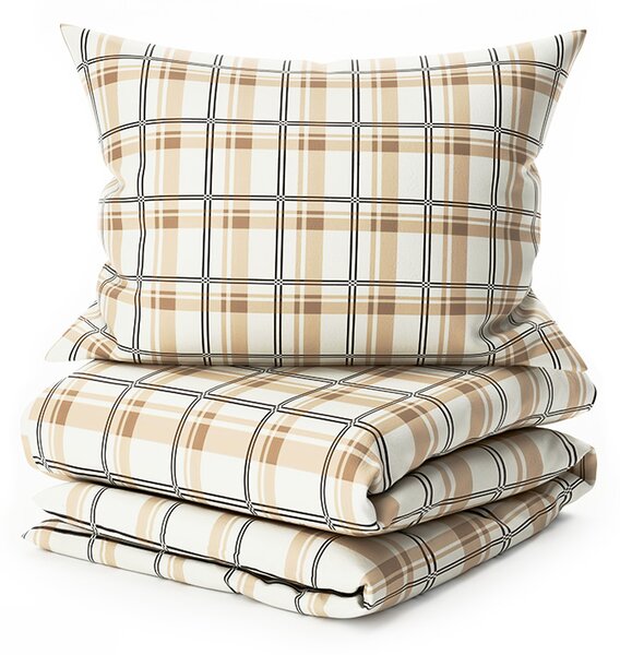 Mikroplyšové povlečení PLAID krémové Rozměr povlečení: 2 ks 70 x 90 cm | 200 x 220 cm
