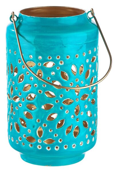 BLUE MAROCCO Lucerna 25 cm - petrolejová/zlatá
