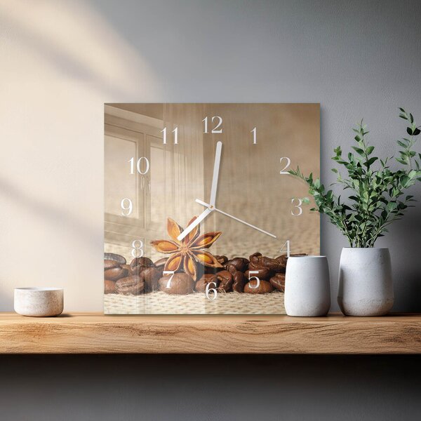 Skleněné hodiny Kávová zrna zskb-30x30-00092815