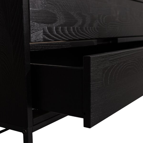WOOOD Černý dřevěný TV stolek Sinai 120 x 44 cm