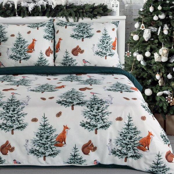 VÁNOČNÍ POVLEČENÍ Z MIKROVLÁKNA ROLAND 200X220 CM, 2 KS 70X80 CM VZOROVANÉ