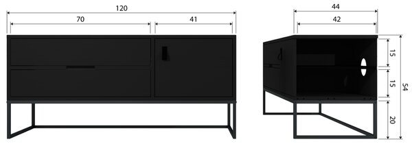 WOOOD Černý dřevěný TV stolek Sinai 120 x 44 cm