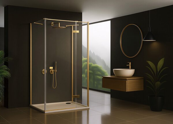 Sprchový kout Rea Atlas 90x80 Brush Gold