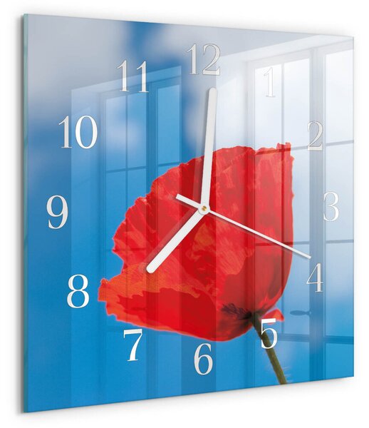 Skleněné hodiny Mák zskb-30x30-00079739