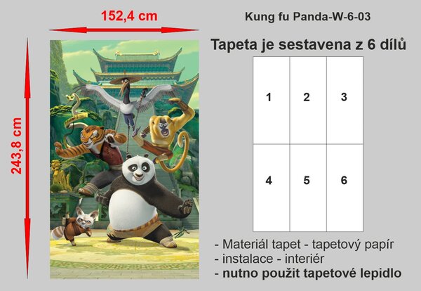 Dětská tapeta Kung FU Panda, Walltastic, 152x243 cm