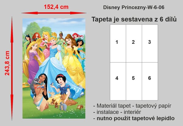 Dětská tapeta Disney Princezny, Walltastic, 152x243 cm
