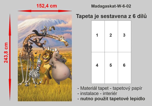 Dětská tapeta Madagaskar, Walltastic, 152x243 cm