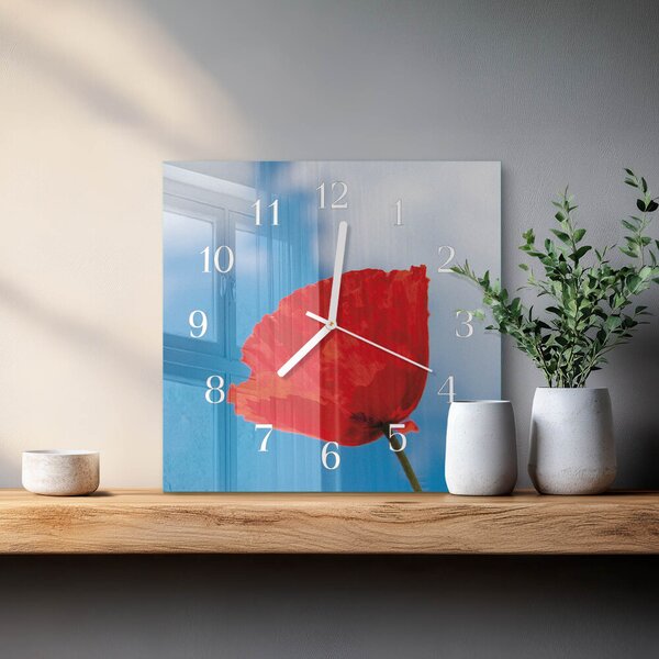 Skleněné hodiny Mák zskb-30x30-00079739