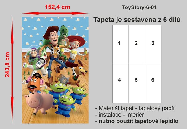Dětská tapeta TOY STORY, Walltastic, 152x243 cm