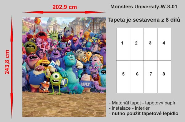 Dětská tapeta Monsters University, Walltastic, 202x243 cm