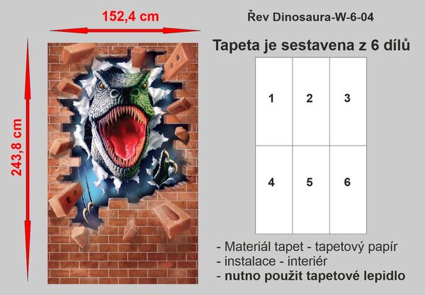 Dětská tapeta Řev Dinosaura, Walltastic, 152x243 cm