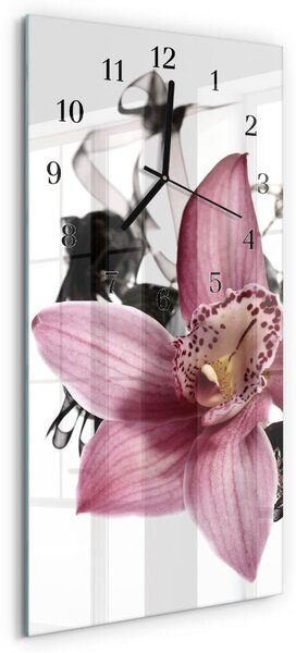 Skleněné hodiny vertikální Orchidej zsppc-30x60-00170462