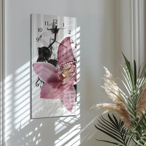 Skleněné hodiny vertikální Orchidej zsppc-30x60-00170462