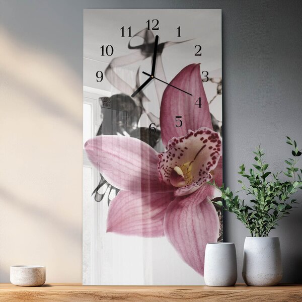 Skleněné hodiny vertikální Orchidej zsppc-30x60-00170462